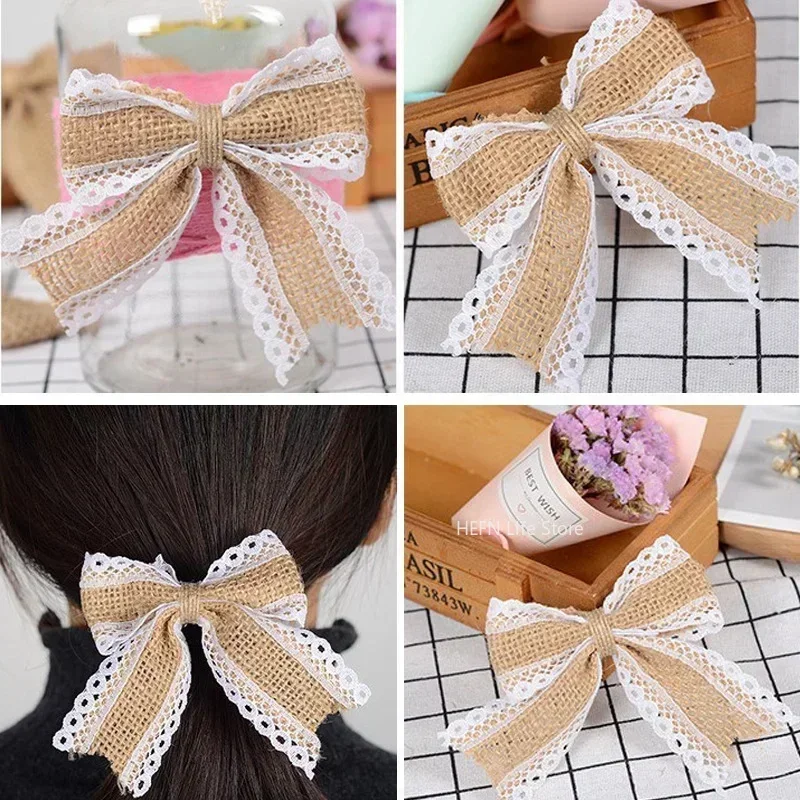 Natural Jute Burlap Ribbon, Rustic Vintage Wedding Decor, Hessian Lace, Jute Roll, Merry Christmas Party Supplies, DIY, 2M