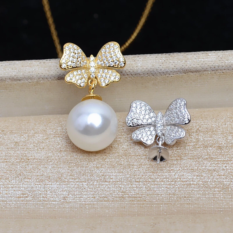 Bow Knot 925 Sterling Silver Pendant Mounts Base Findings Settings