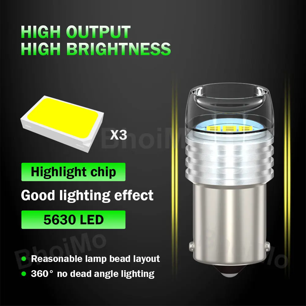 BhoiMo 1156 LED Ʈκ 1157 ÷ ,  ڵ , S25  극ũ  ȣ , 12V, BA15S, BAY15D, P21/5W, P21W, R5W, 2 