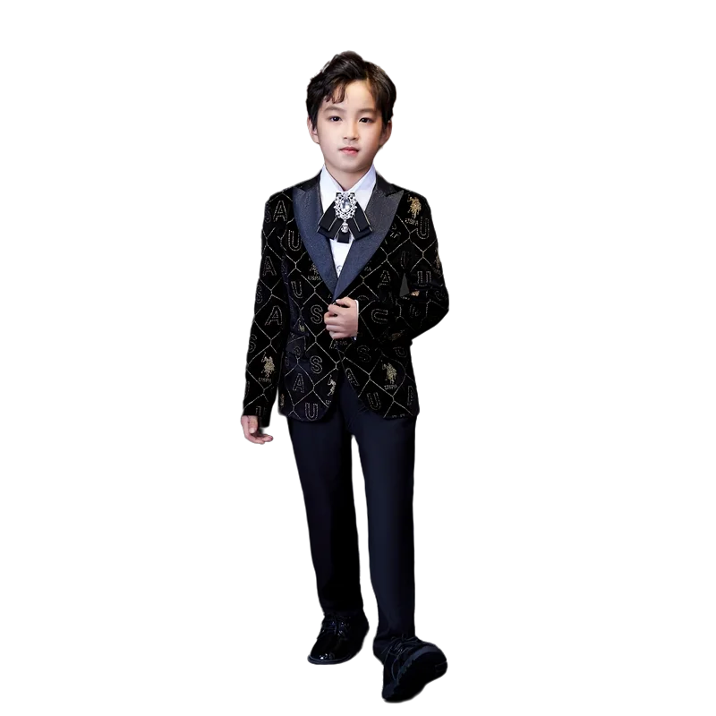 

[Jacket+Pants+Shirt] Free Shipping Send Bow Tie Flower Boys Velvet Honeysuckle Party Dresses Peaky Blinders Cosplay Wedding Suit