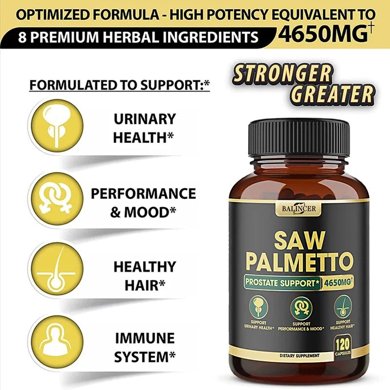 Saw Palmetto Capsules-Prostate Support Supplement, Prostate Health, Immune System, Hair Support
