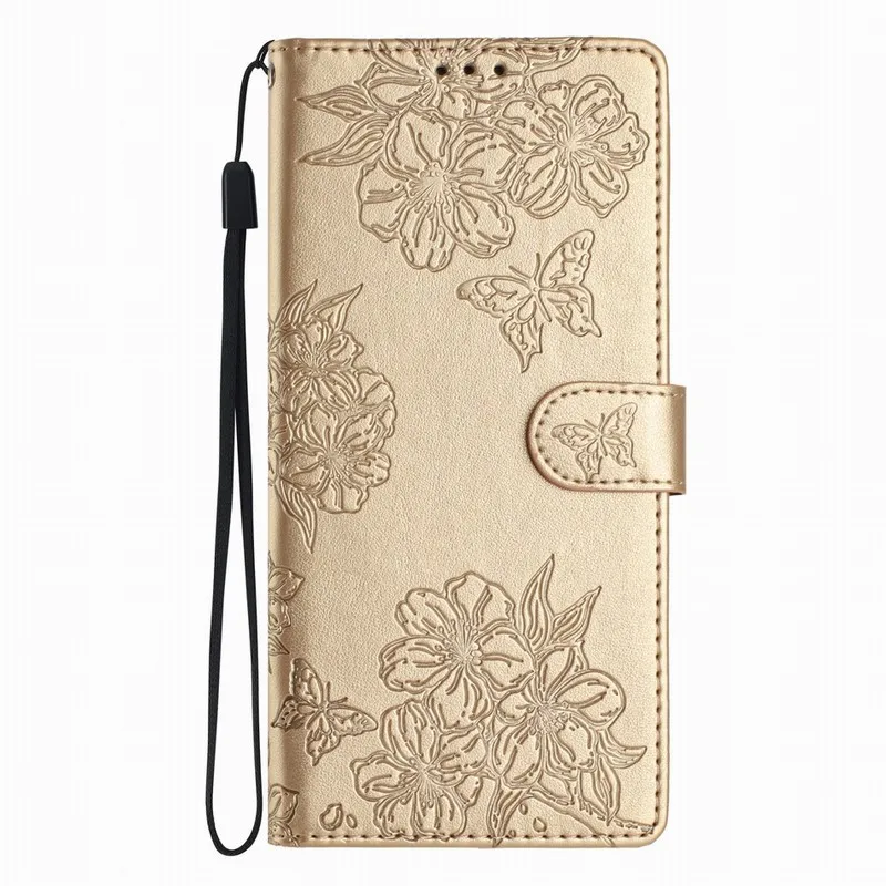 Charming Sakura Butterfly Flip Case - Elegant Lady Cover