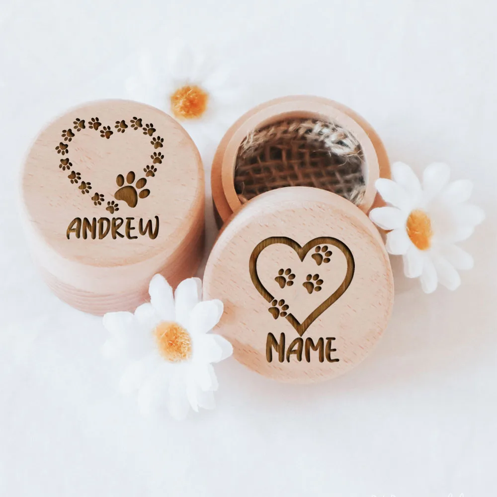 Pet Memory Storage Box Personalized name wooden carving pet hair storage box dog save teeth Memorial Box commemorative gift for family friend