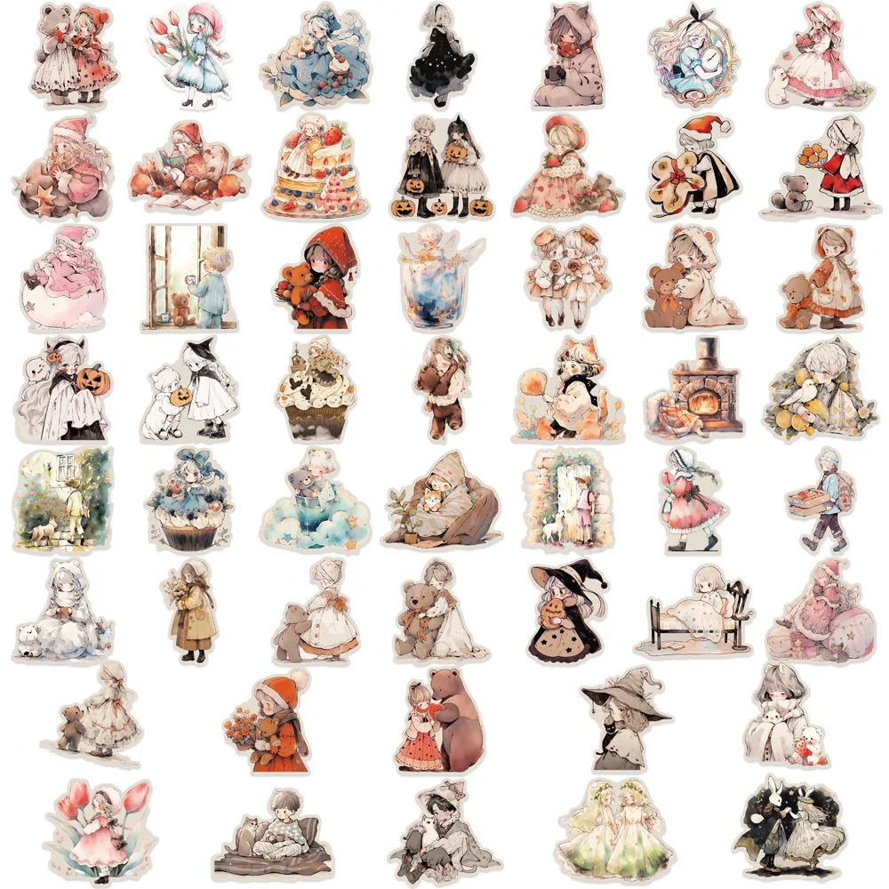 52/50 pcs Aesthetics Vintage Fairy Tale Girls Cute Cartoon Stickers DIY for Phones Laptop Bottle Fridges Decoration Waterproof