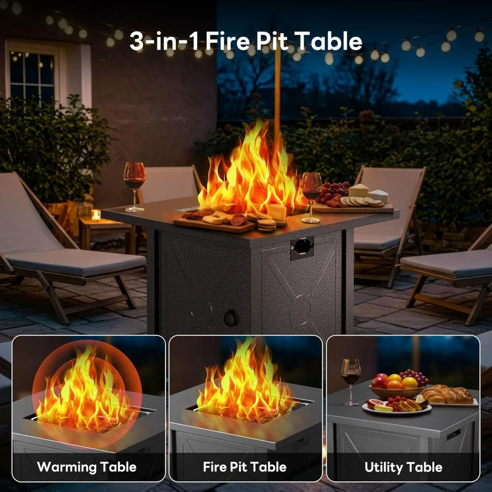 28" Square Propane Fire Pit Table – 50,000 BTU 3