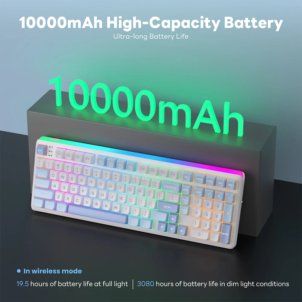 RK ROYAL KLUDGE R99 무선 기계식 키보드 100% 101키 PBT 키캡 8K 리턴 레이트 가스켓 RGB 핫스왑 가능 게이머 키보드
