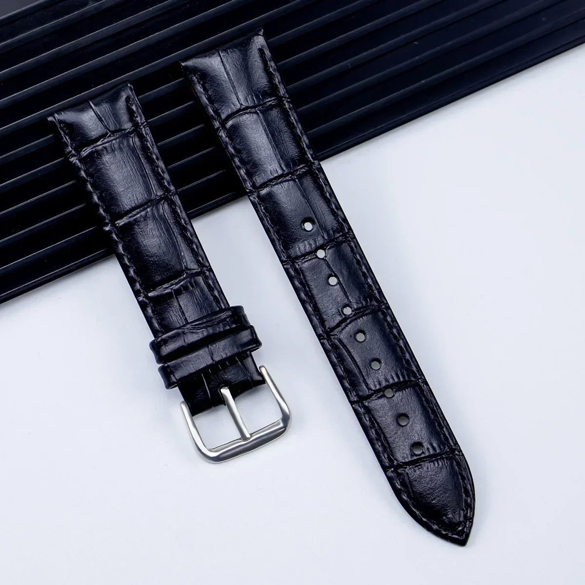 Premium Genuine Leather Watchband with Steel Pin Buckle – High-Quality Wrist Strap Bracelet
