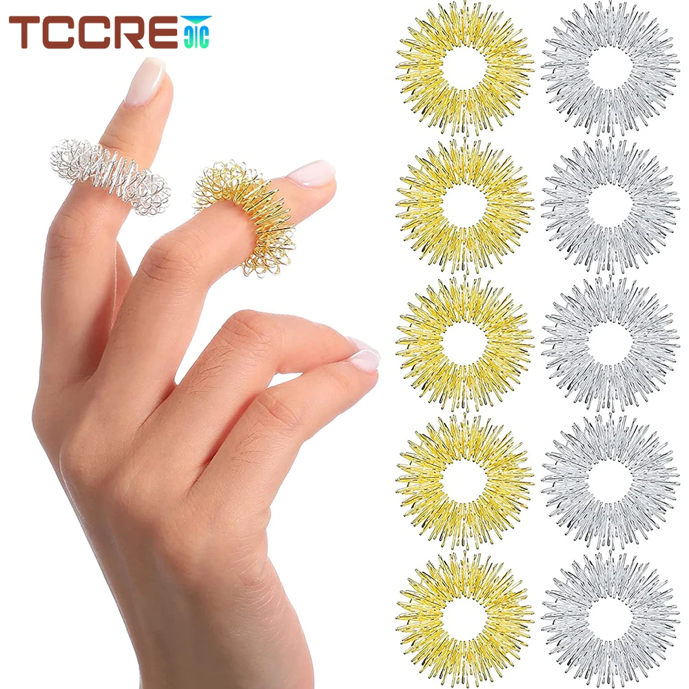 12Pcs/Lot Hot Sale Finger Massage Sujok Ring Acupuncture Ring Health Care Body Massage Chinese Medicine Color Gold 12pcs chinese red envelopes