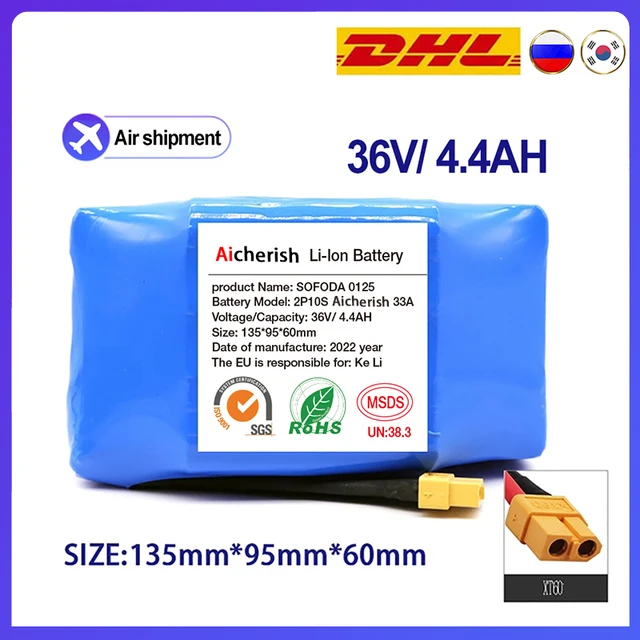 36V Rechargeable Li-ion Battery Pack 4400mah 4.4AH Lithium Ion Cell For  Electric Self Balance Scooter Hoverboard Unicycle