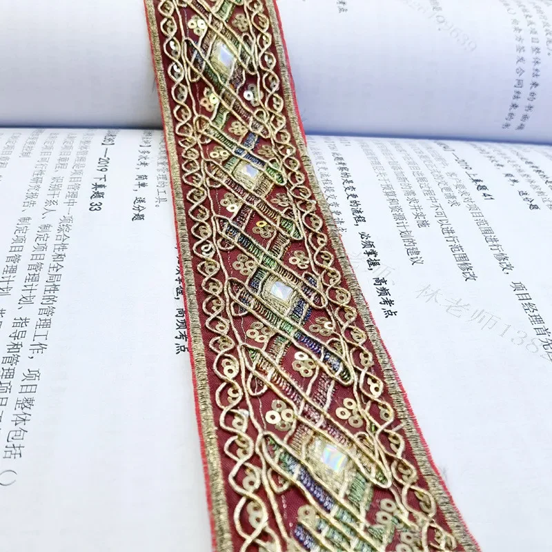 1 Yards Sequin Lace Trims Floral Ribbon DIY Sewing Material for Dress Decoration lace ribbon lace sewing accessories lace sewing supplies lace accessories lace garment accessories clothing accessories lace decoration clothing craft accessories