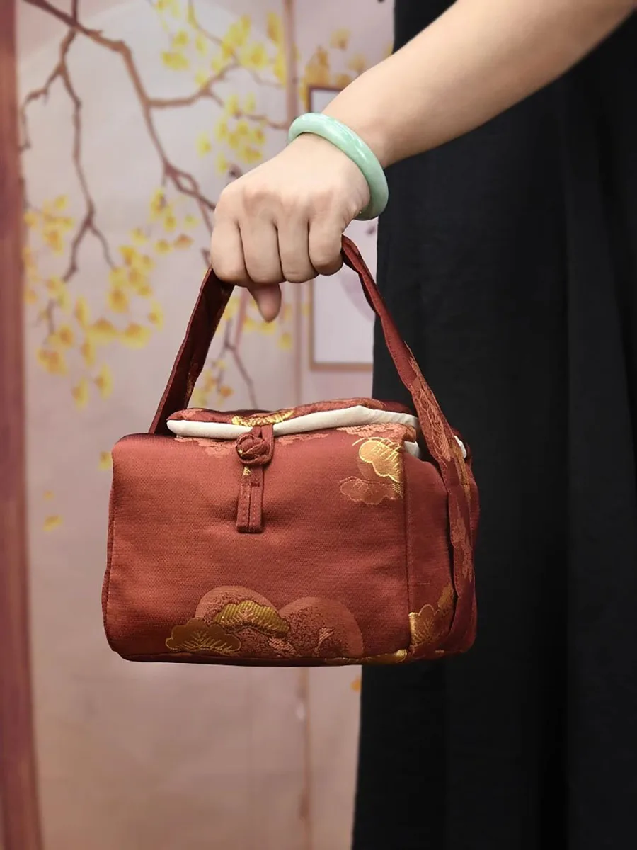 Chinese Handbag Inner Adjustable Free Tea Cup Bags Car Carrying Outdoor Tea Set Organizer Thickened Tote Bag