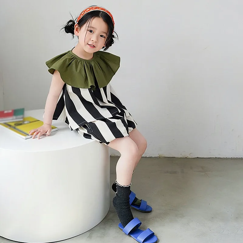 Girls Striped Cotton Summer Set 3