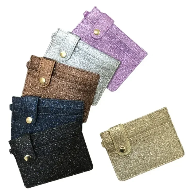 

Fashion Multi-card Slot Bank Credit ID Bag Mini Cute Wallet for Men Women PU Leather Ultra-thin Gold Silver Shiny Card Holder