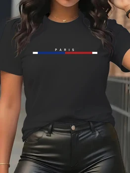T-shirt da donna 100% cotone Parigi Moda Top a maniche corte Camicia ampia taglie forti Maniche corte Donna TeeCotton Donna Magliette 1