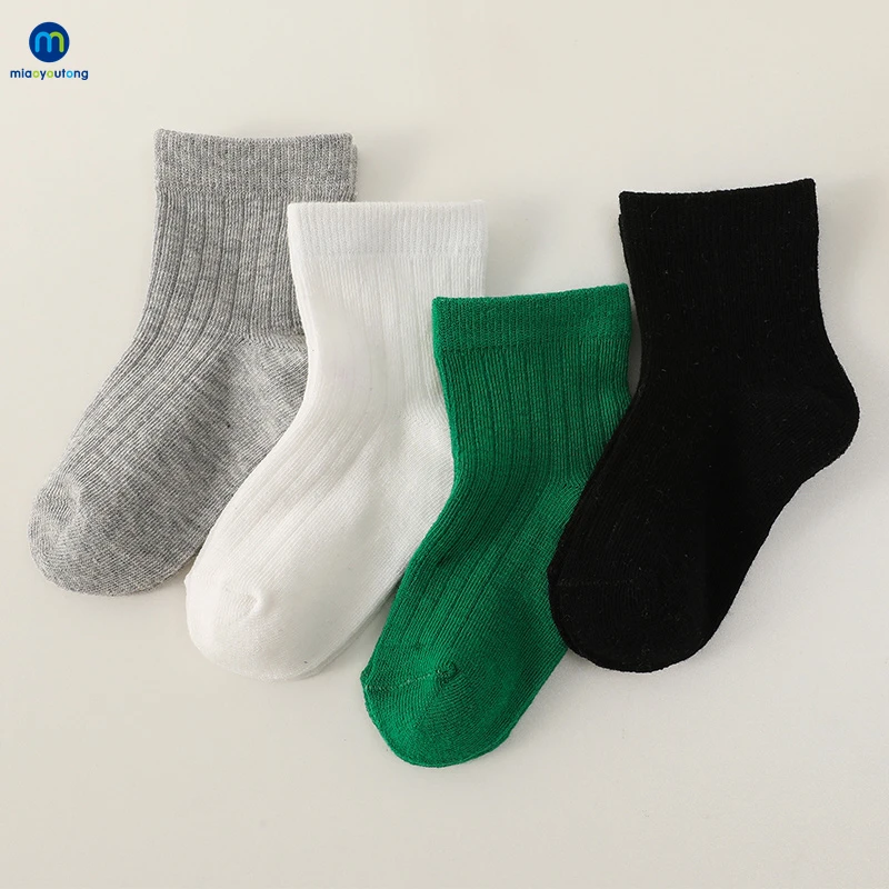 Cotton Socks 4 Pairs Baby Kids Girls Boys Women Infant Toddler