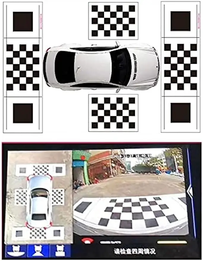 Car 360 Panoramic System Camera Calibration Clothes 2/4 Pcs Standard Debugging 440*120CM 3D Bird View Surround Check Safe Drive Car 360 Calibration Cloth
