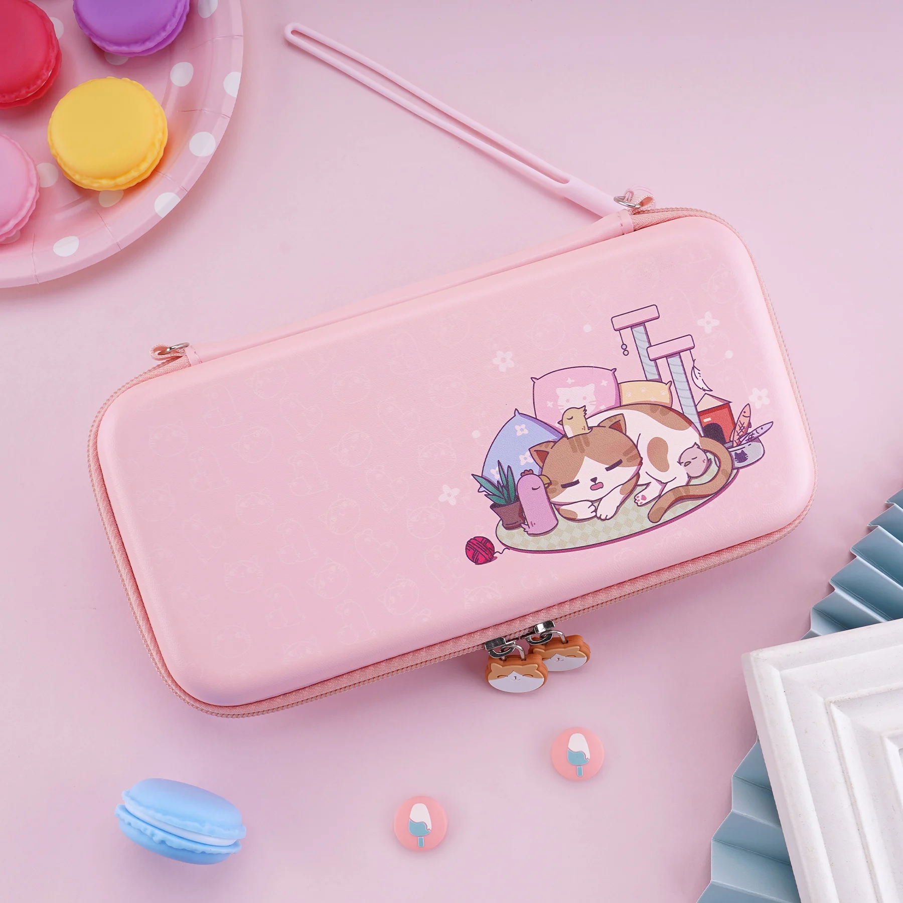 Playvital Rosa Bonito Estojo de Transporte para Nintendo Switch Lite Menina Case de Armazenamento Polegar Aperto Tampas para Interruptor Lite - Image 6
