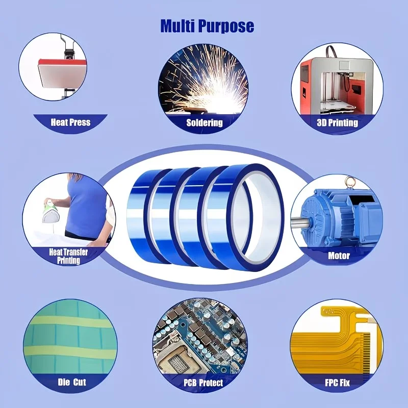 승화 인쇄용 2/4개 열전달 테이프, 고온 내성 접착식 핫 프레스 테이프, 비닐 및 실링용 잔여물 없는 테이프