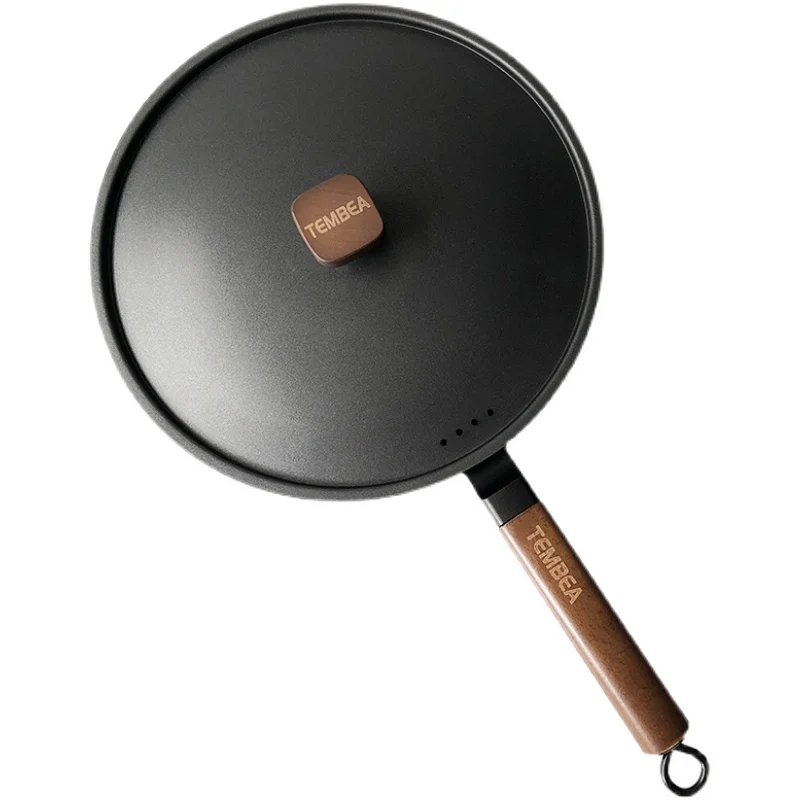 

Cast Iron Wok Non Stick Cooking Pots Kitchen Cookware Handmade Chinese Wok Pan with Lid Gas Stove Uncoated ollas de cocina