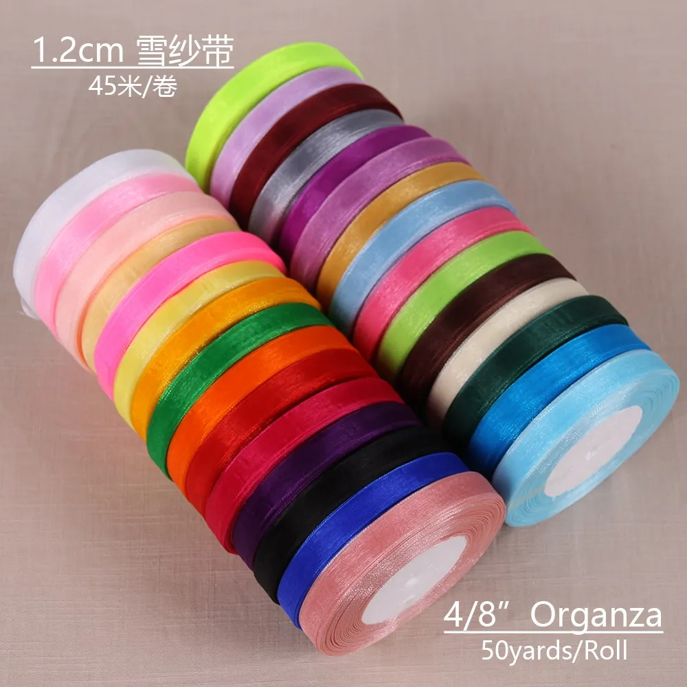 12mm Transparent Organza Ribbon - 50 Yards for DIY Crafts, Gift Wrapping & Decoration