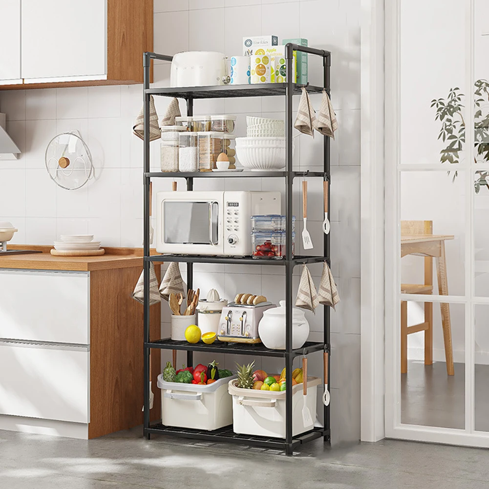 5 Tier Storage Shelves Adjustable Shelving Unit 66 Lbs Capacity Standing Shelf for Kitchen Pantry Closet Bathroom Laundry Garage 6