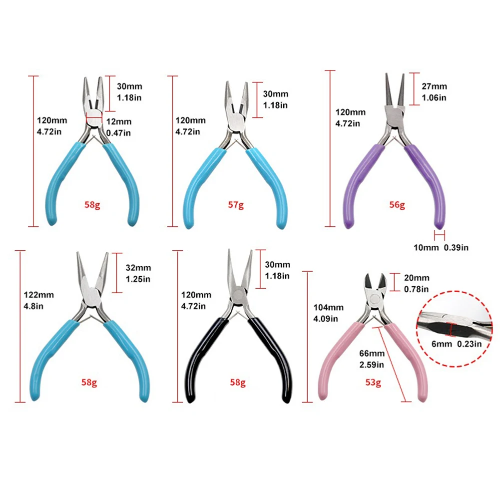 

1pcs Small Pliers Jewelry Accessories Stainless Steel Tong Head Non-slip Handle Repair Making Round Nose Needle Nose Pliers