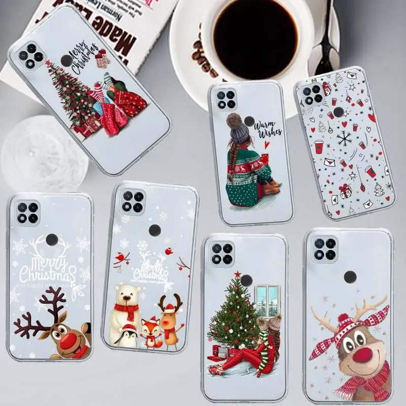 Marry Christmas Tree Regali Di Capodanno Custodia Per Telefono Trasparente Per Xiaomi Redmi Note 12 11 10 7 8 9 4G 5G T S I Ultra Poco X3 Pro