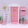 Doll House Elf Door Set Christmas Decor Fake Light String Hat Wreath Mini Tree Gift Boxes Fairy Toy House Miniature Scene Model 2