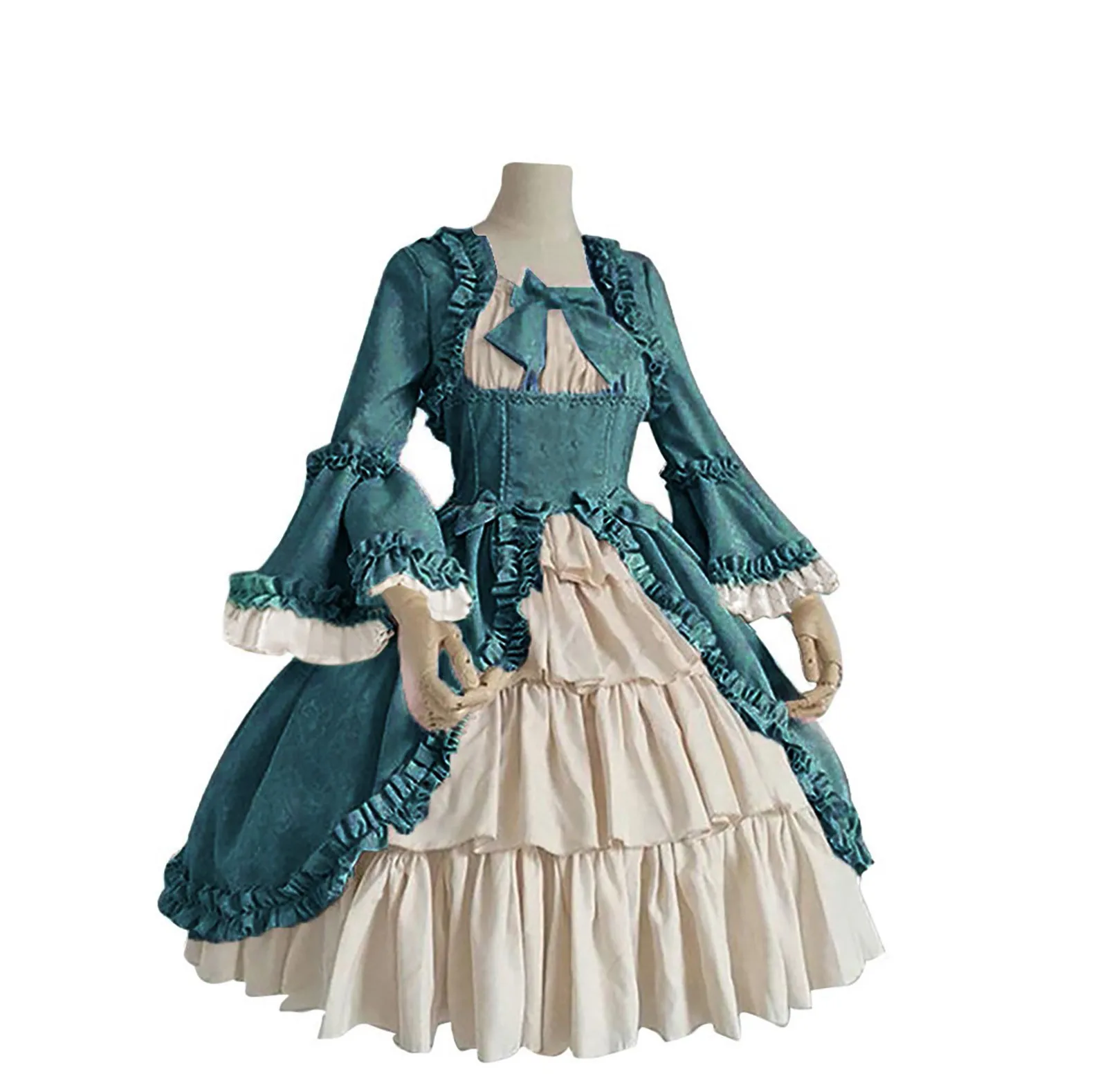 Women Vintage Palace Lolita Dress Sweet Princess Square Collar Lace Bowknot High Waist Long Victorian Gothic Dress Girl lolita dress lolita suspender dress lolita cosplay costumes