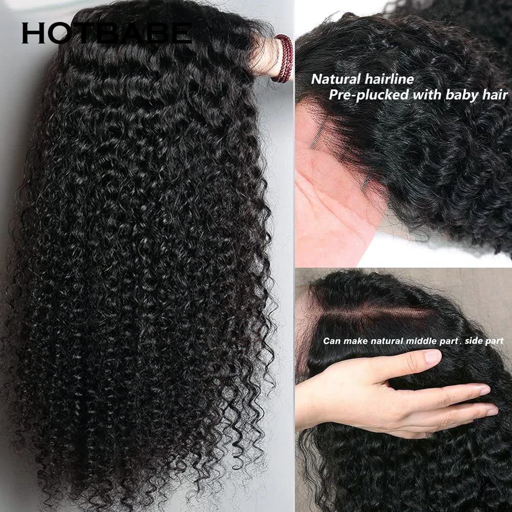 350 Density Kinky Curly 360 Full Lace Wig 13x6 HD Trasparent Lace Wig Preplucked Curly Front Human Hair Wigs For Women human hair wig
