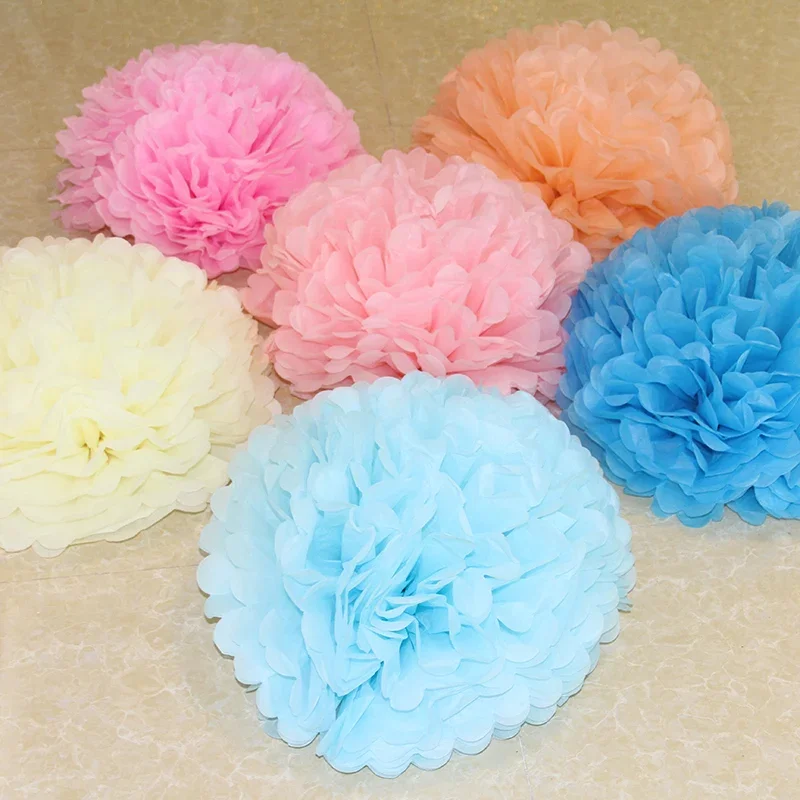 12 Pompon In Carta Velina E Palline A Nido D'ape, Kit Di Carta - 12