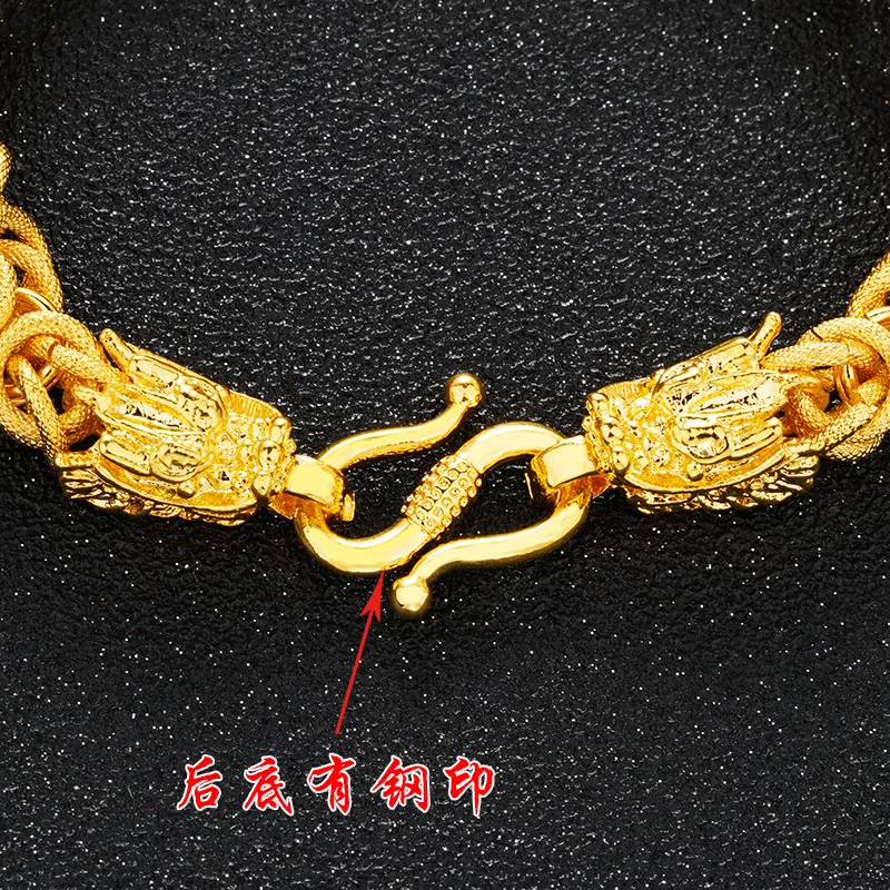 Men's fashion 9999 24K real gold cloth keel dragon necklace Men's overbearing real gold collar headpiece