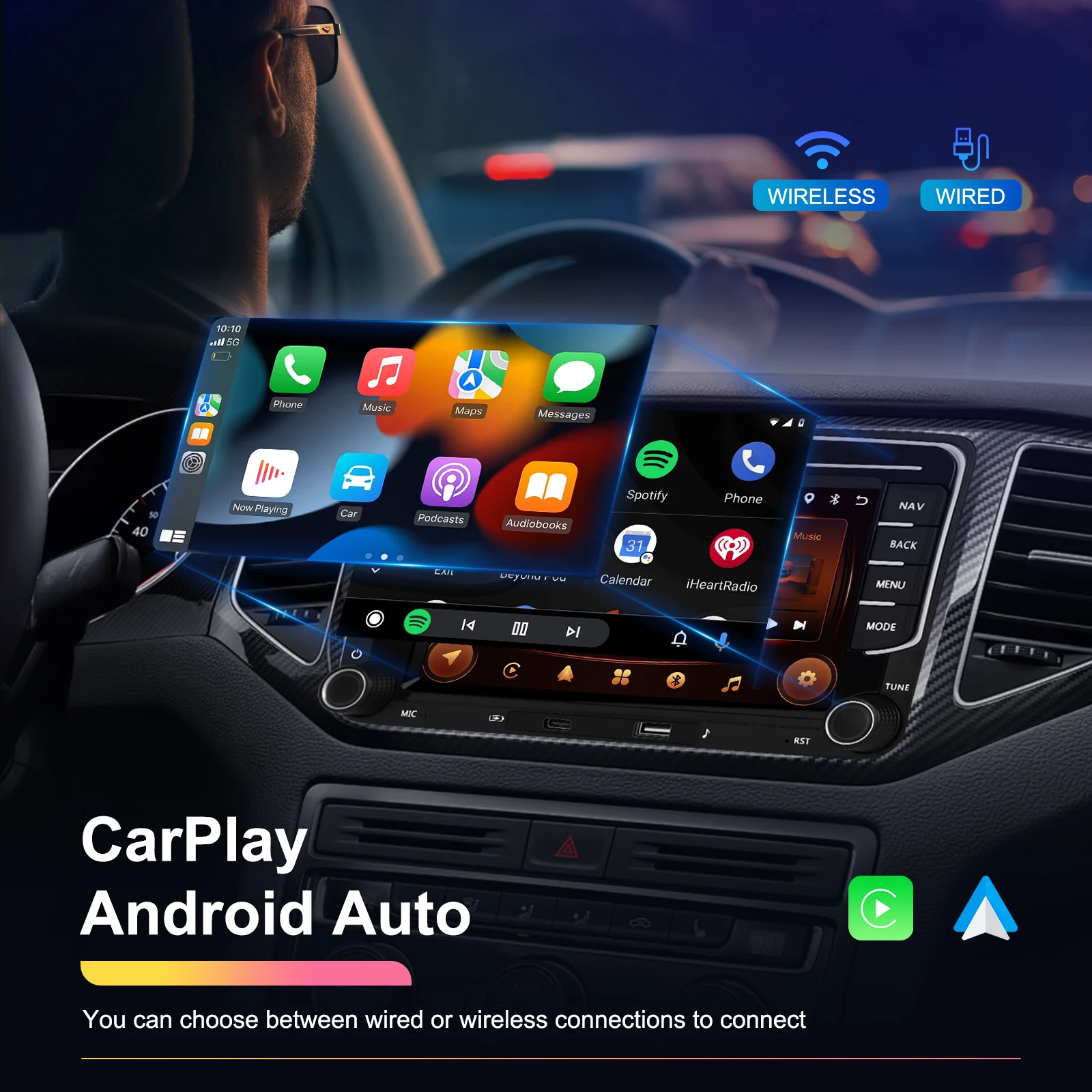 Camecho 7 pulgadas inalámbrico CarPlay Android Auto Radio de coche GPS Multimedia para Volkswagen VW Passat B6 B7 CC Tiguan Touran GOLF POLO 3