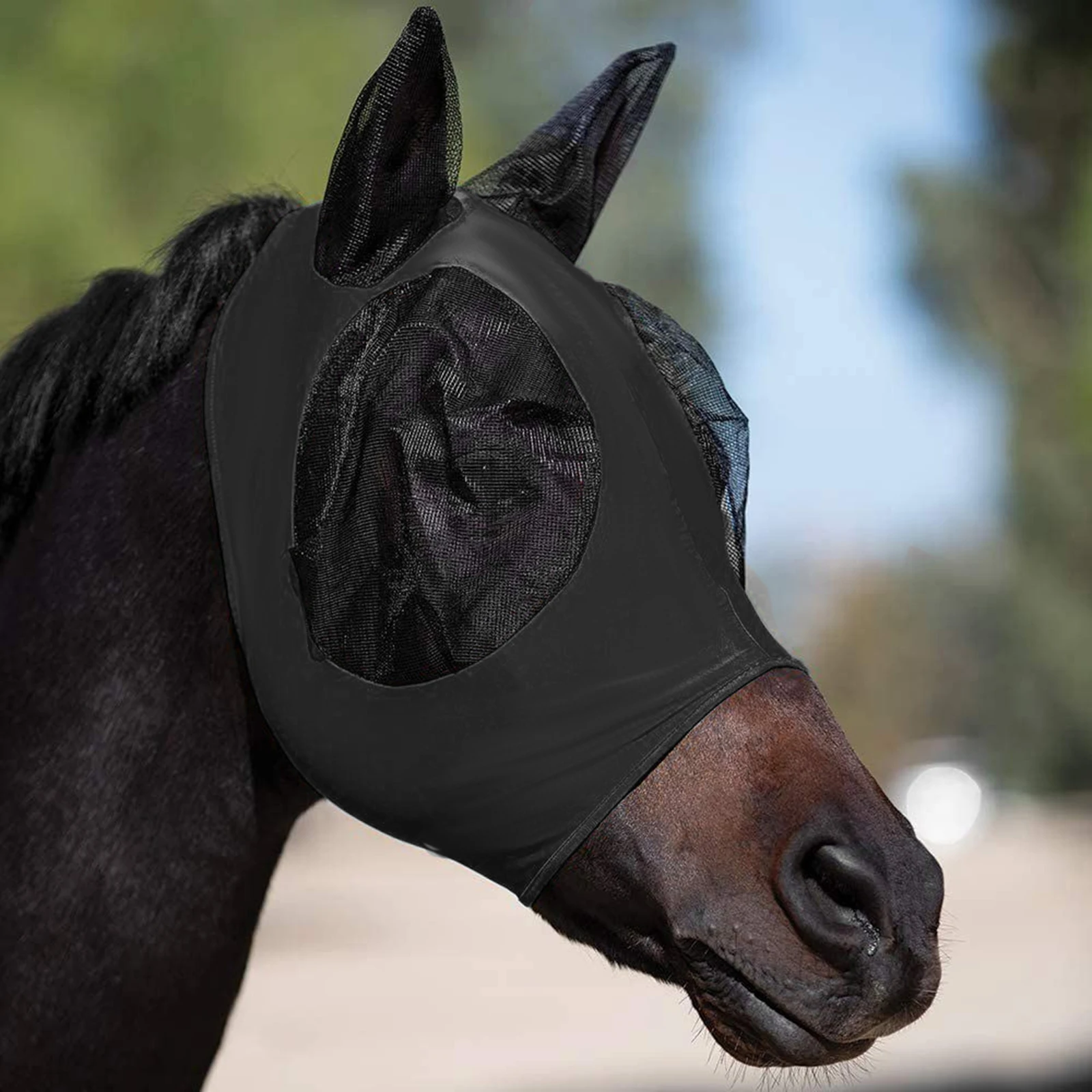 

Прочная Высококачественная сетчатая Защита лица, серая сетка, сетка для защиты лица лошадей от летания, удобная эластичная мягкая защита от солнца для ушей