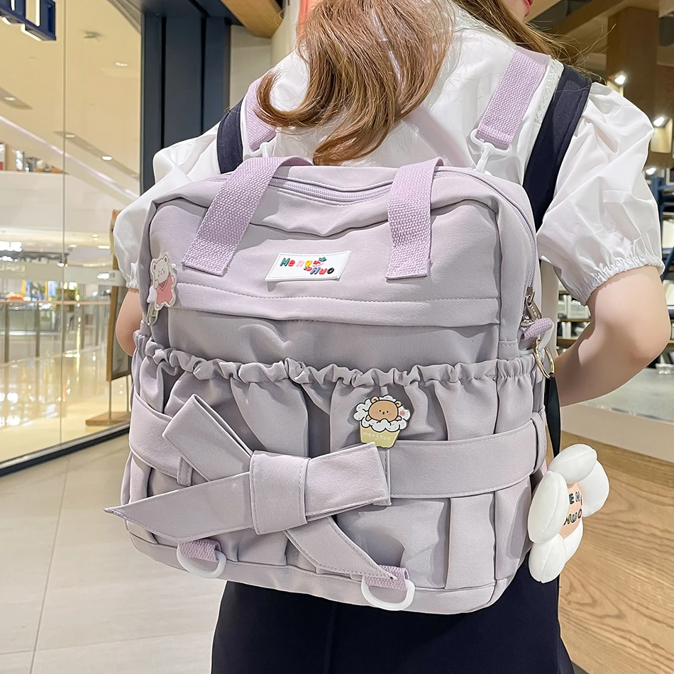 

2022 Cute Women's Backpack Waterproof Nylon Backpacks for School Teenagers Girls Kawaii Multifunction Student Laptop Book Pack