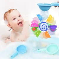 Rainbow Windmill Toddlers Bathing Sucker Water Spray Toy Colorful Waterwheel Baby Bath Toys Set Shower Sprinkler Toy 1
