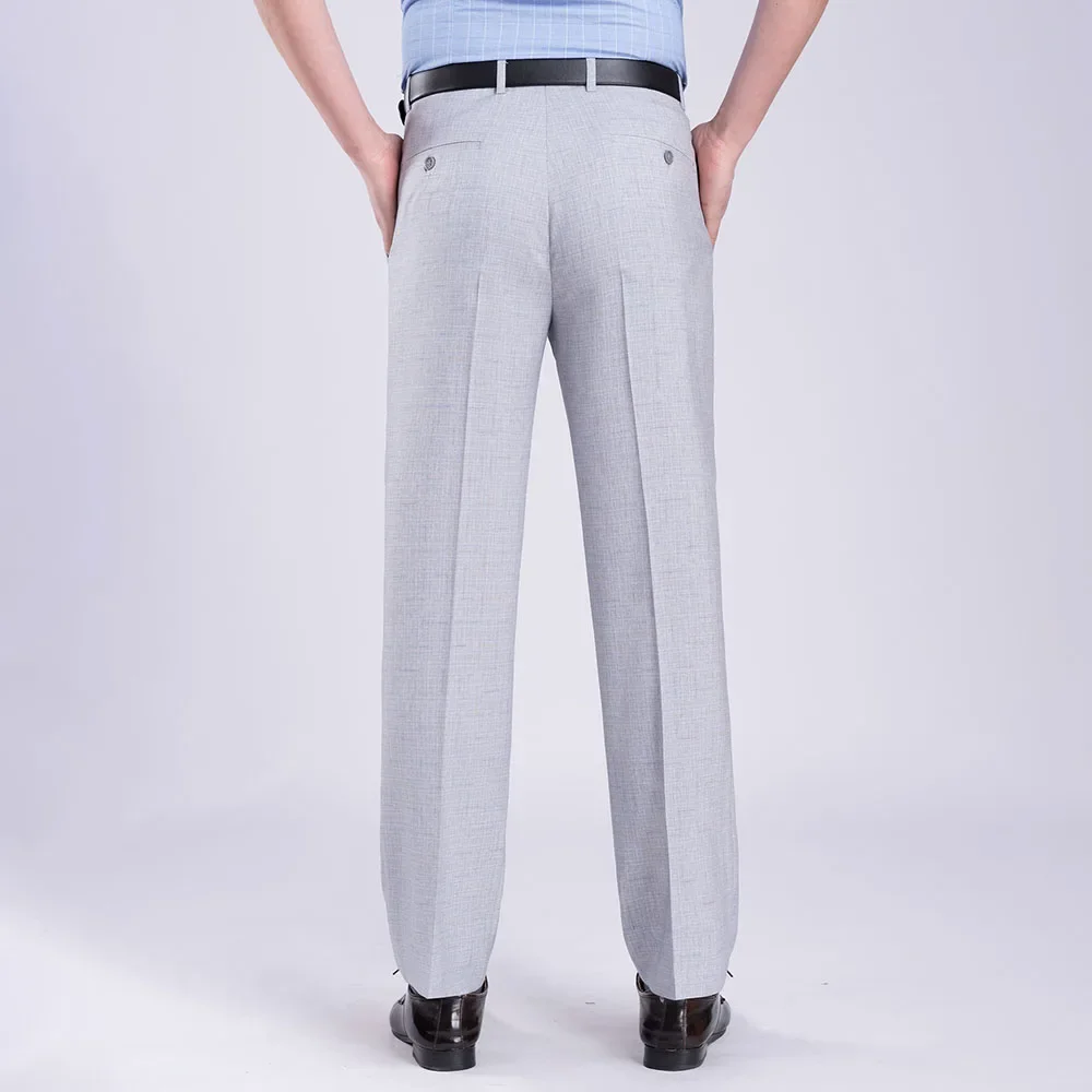 Big Size Men Formal Business Baggy Pants 29-44 Summer Male Stretch Office Thin Silk Dress Long Suit Trousers Work Pants For Mens stretch pants business pants suit pants men pants thin trousers