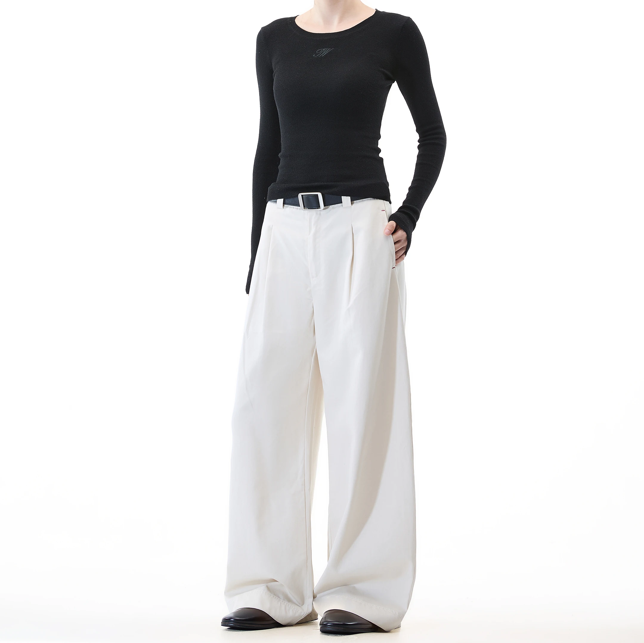 American Design Pleated Western Pants Men's and Women's cleanfit Peplum Dragline Trousers