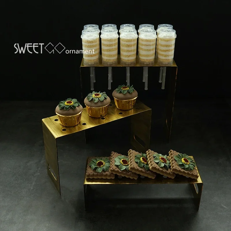 Vintage Golds Cake Stands Wedding Cake Decoration Tools Push Pops Display Tray Cupcake Pans for Home Food Cooking Props