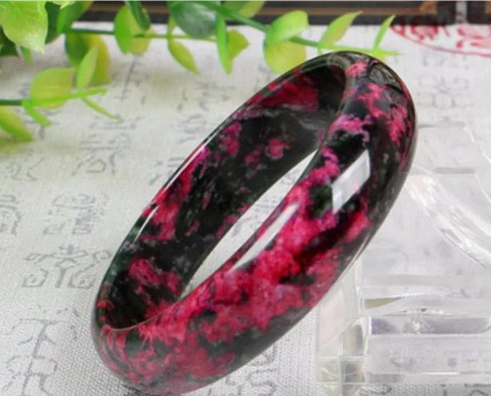 Hot Selling Natural Men Women Jade Bangle Bracelet Pink Balck Flower Gemstone Charm Fashion Jewellery.