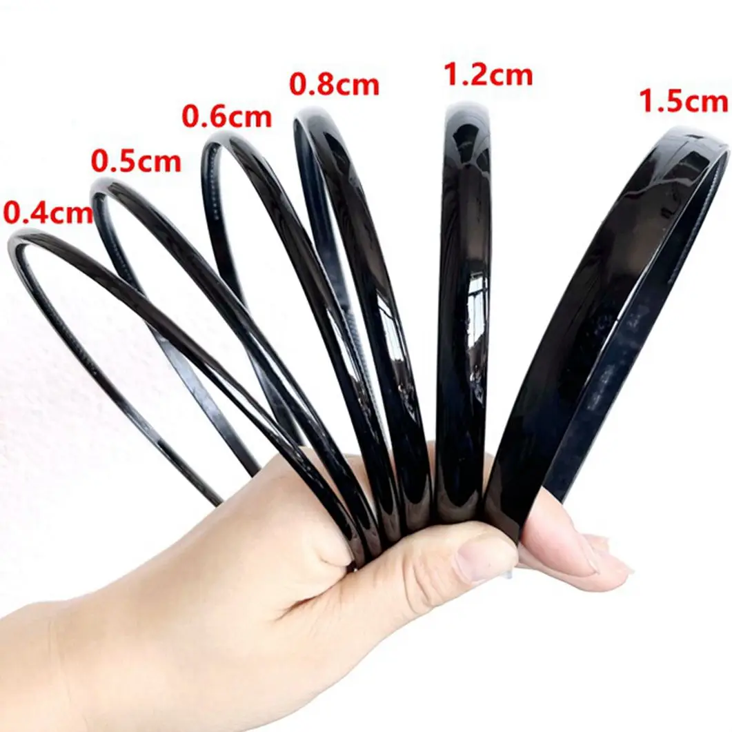 Black Plastic Narrow Thin Plain Hair band Headband 4-15mm With Teeth 10