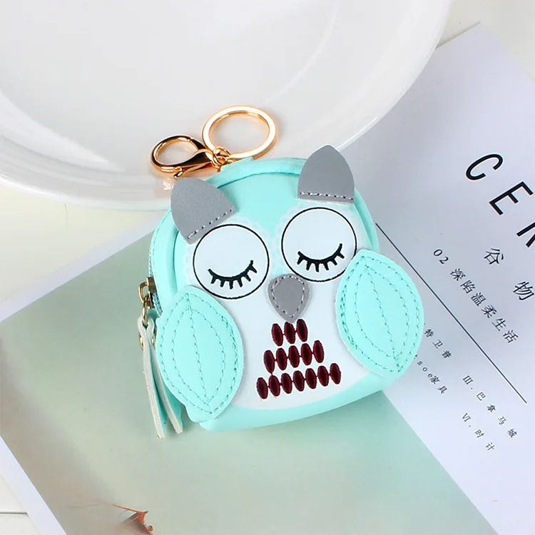Coin Purse Coin Wallet PU Leather Coin Purses Cute Key Bag Owl Coin Purse Mini School Bag Car Key Chain Pendant Lady Wallet Purse Keychain