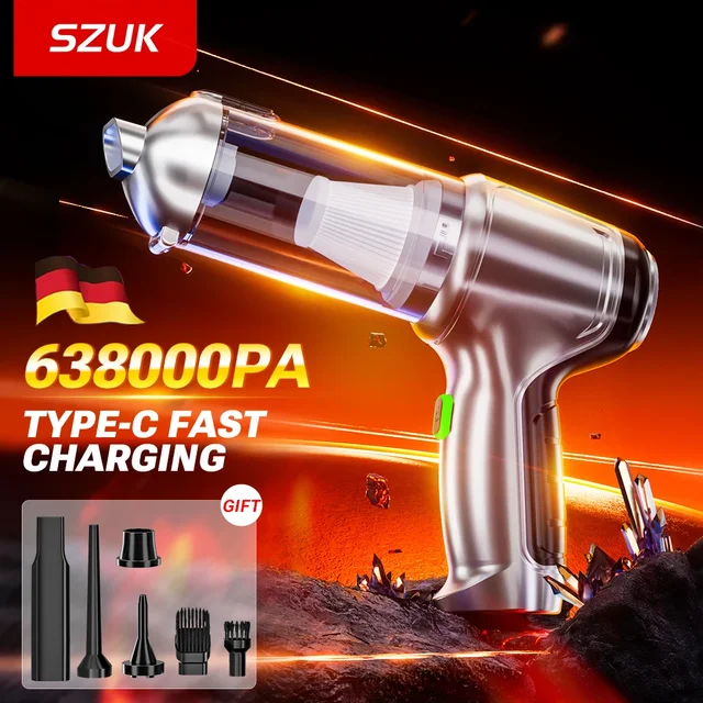 SZUK Car Vacuum CIeaner 638000Pa Wireless Mini Handheld Cleaning Machine Powerful Portable Blower Vacuum Cleaner for Car Home 1