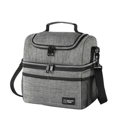 Portable Insulated Thermal Lunch Bag (Grey)
