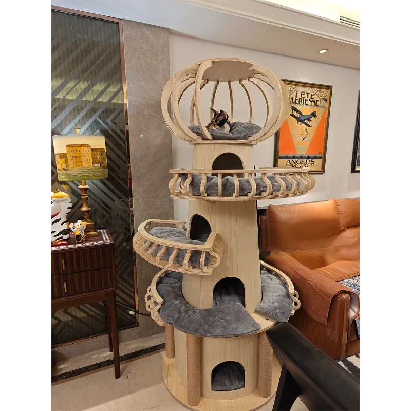 

Solid Wood Cat Castle Castle Muppet Cat Family Available Large Cat Climbing Frame Cat Villa Jumping Platform Cat Nest