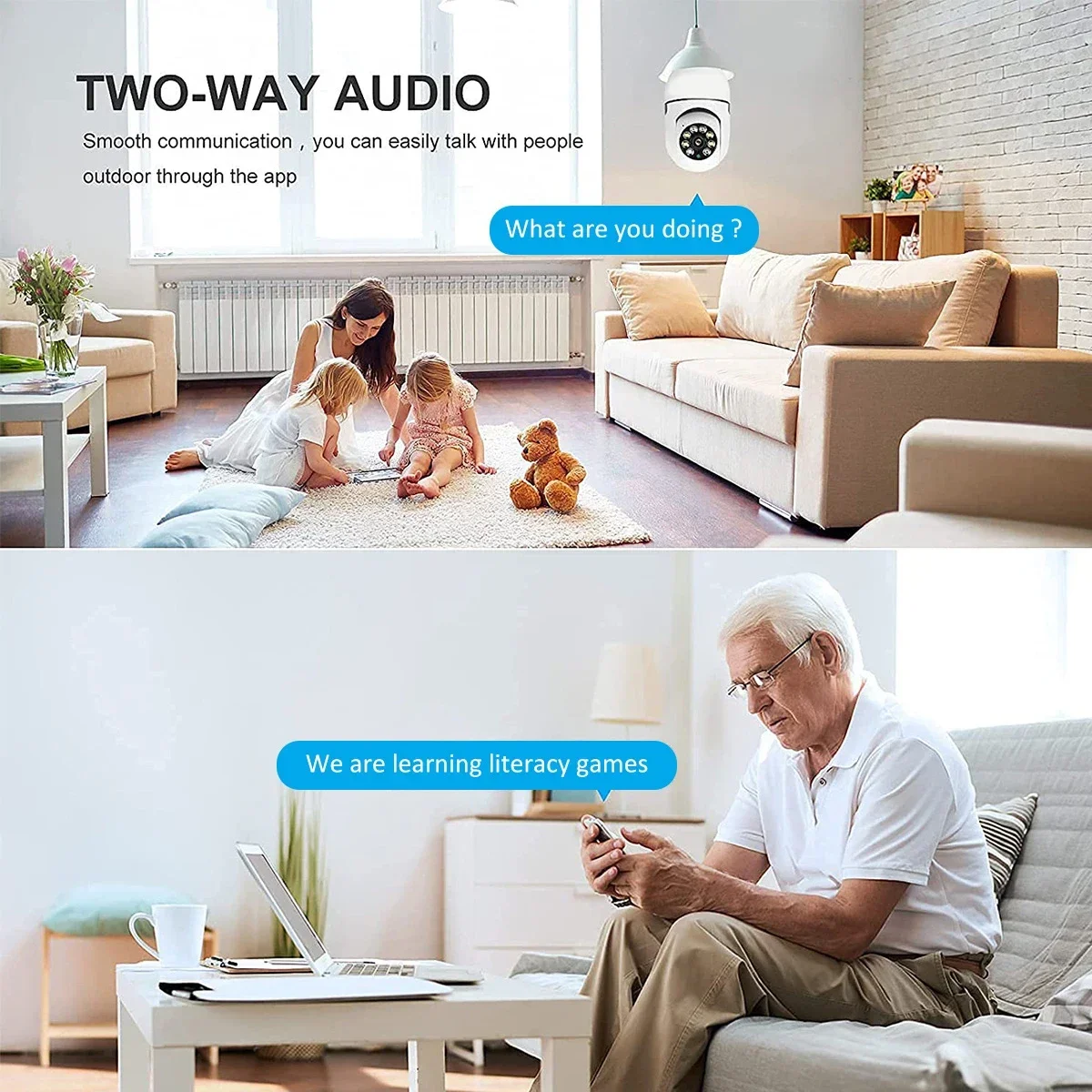 3MP Bulb E27 Surveillance Camera 1080P Full Color Night Vision Human Tracking Zoom Indoor Security Wifi Mini IP Camera V360PRO 3