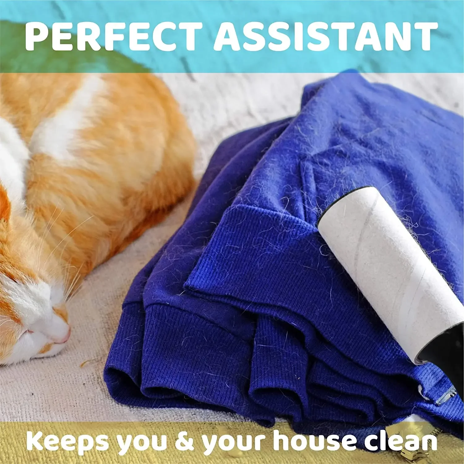 Extra-Sticky Lint Roller for Pet Hair Removal 60 Sheets/Roll,Ideal for Dog & Cat Owners,Perfect for Clothes & Furniture Cleaning