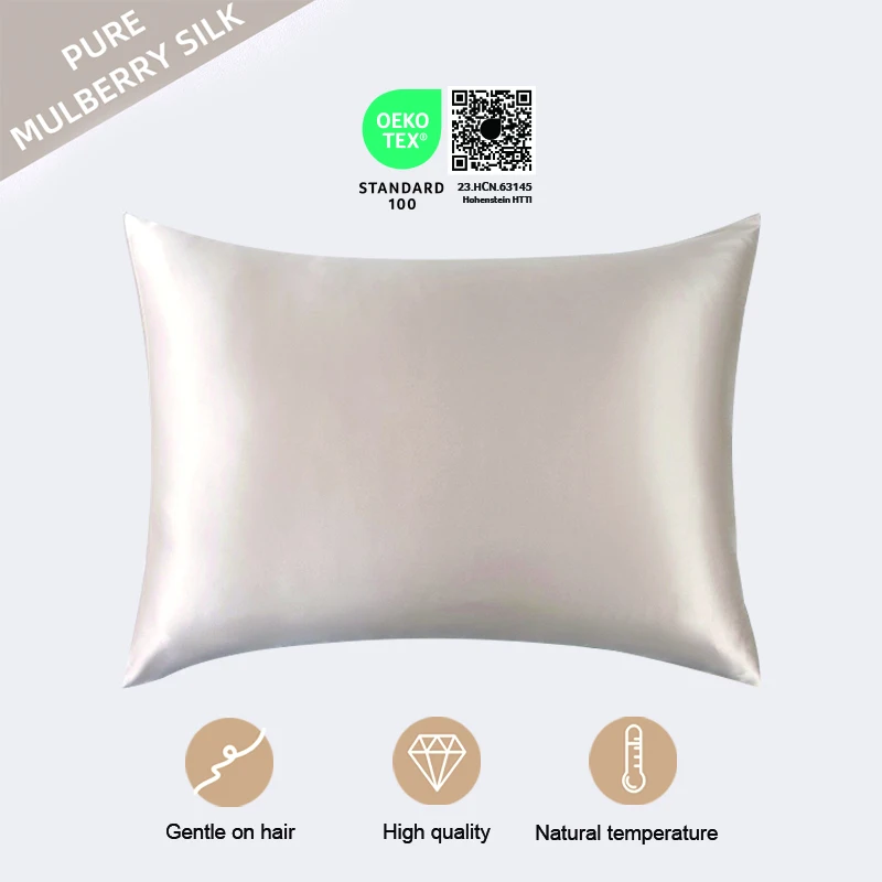 Luxurious 100% Natural Mulberry Silk Pillowcase with Lenzing Tencel Backing