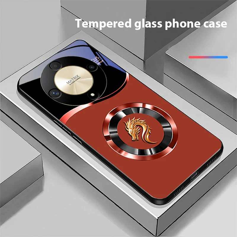 Circle Chinese Loong Tempered Glass Phone Case