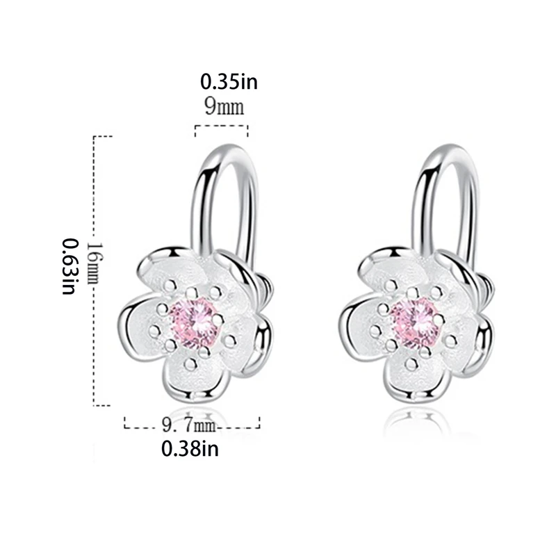 Korea Style Crystal Cherry Blossom Flower Clip On Earrings Without Piercing Girls Party Sweet Silver Color No Hole Ear Clip ear clip earrings,clip earrings,ear clip,ear accessories